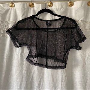 LF black mesh crop top